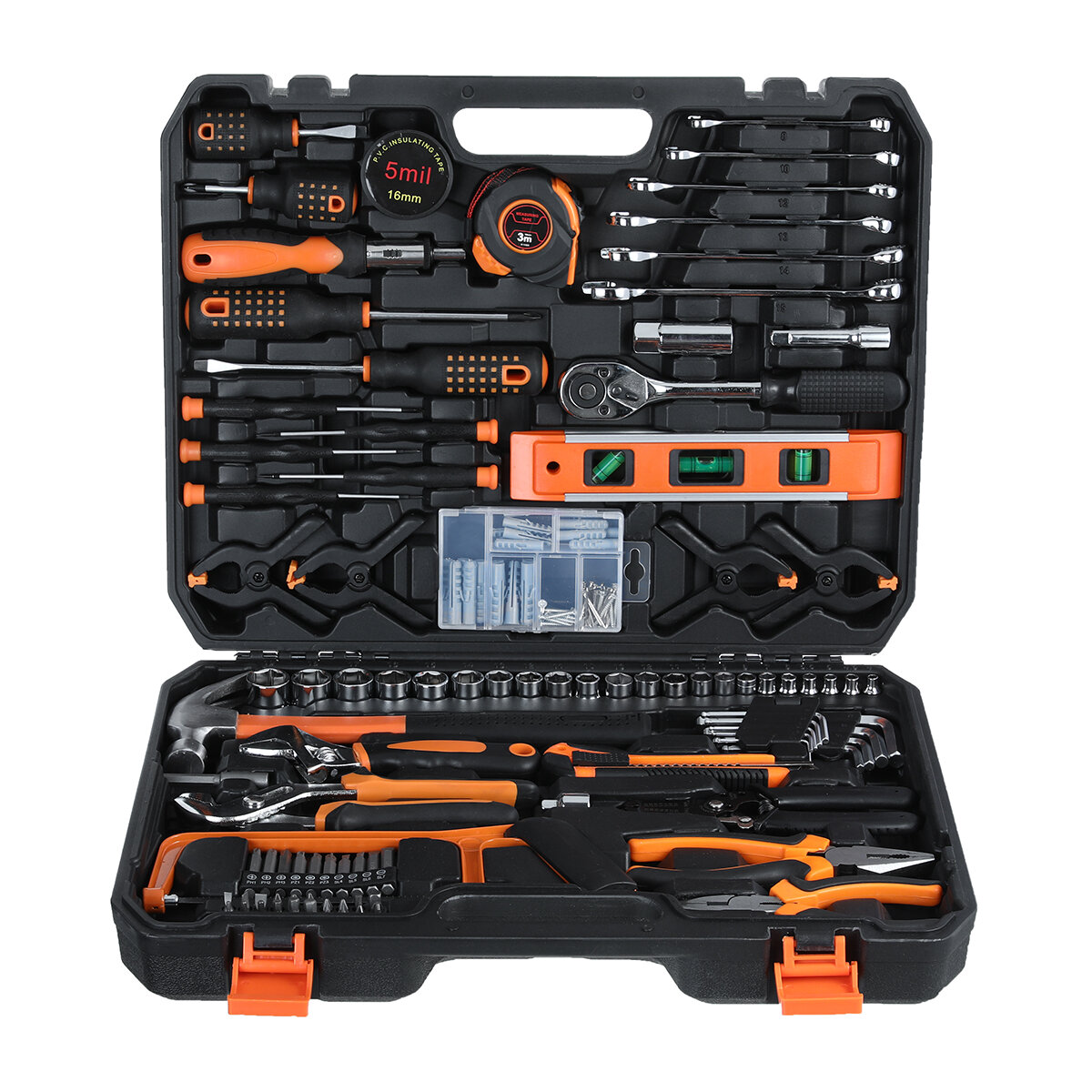 TOPSHAK TS-CH2 168 Piece Socket Wrench Auto Repair Tool Mixed Tool Set Hand Tool Kit with Plastic To
