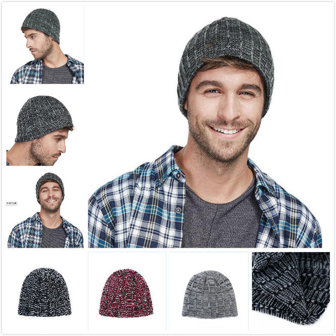 Men Women Winter Double Layers Earmuffs Knit Beanie Cap Classic Slouch Skullcap Hat