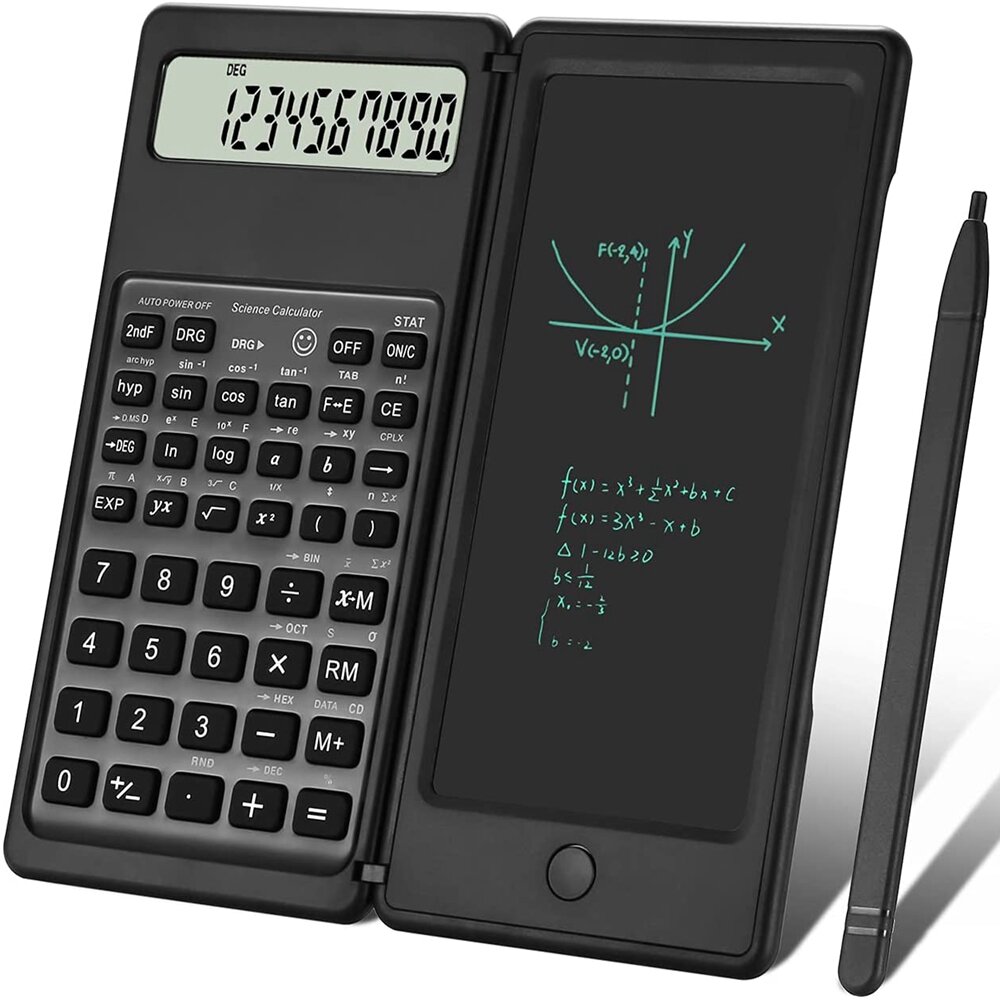 Gideatech 12 Digits Display Scientific Calculator with 6 Inch LCD Writing Tablet Engineering Calculator Foldable with St