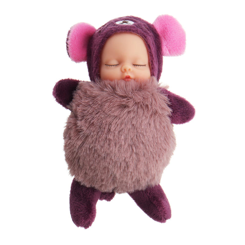 10 cm Hot Leuke Mini Poppen Sleutelhanger Speelgoed Cartoon Slapen Baby Pluche Hanger Model Gift Voor Ch