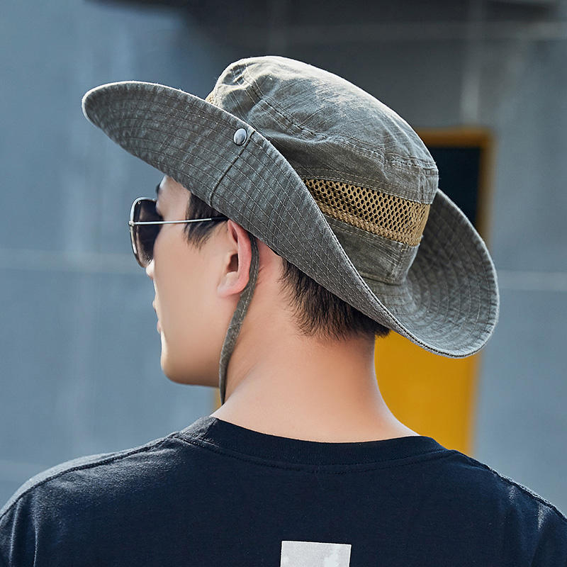 

Wide Cotton Mesh Sun Cycling Hiking Fishing Hat Outdoor UV Protection Flap Cap