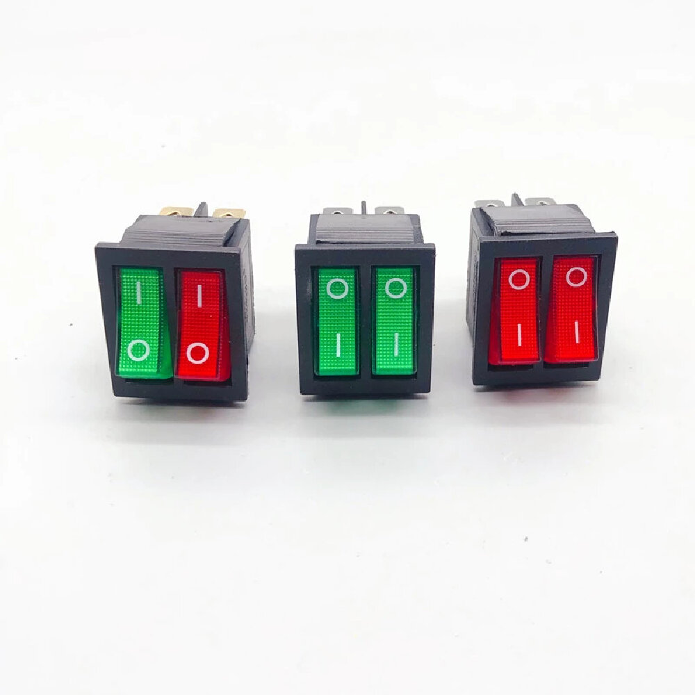 

1pcs KCD8 6PIN Rocker Switch Power Switch Duplex ON/OFF 2Position 6 Pins With Light 16A 250VAC/ 20A 125VAC Home/Industry
