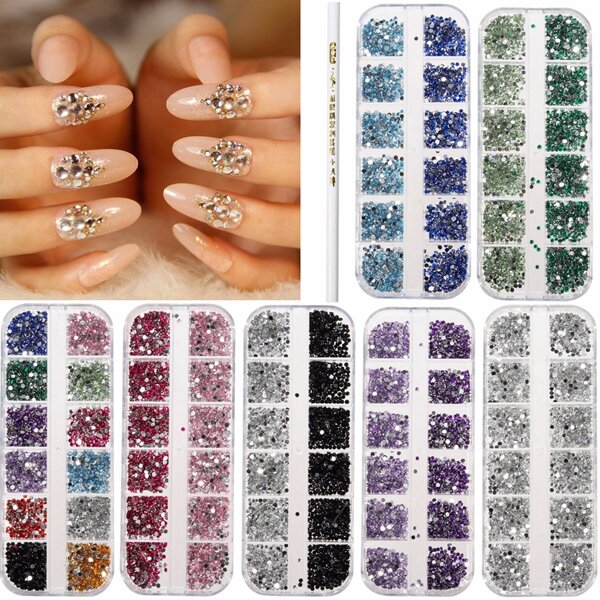 

3D Round Glitter Rhinestone BeadWax Picker Pencil Diamant Gems Manicure Nail Art Tool