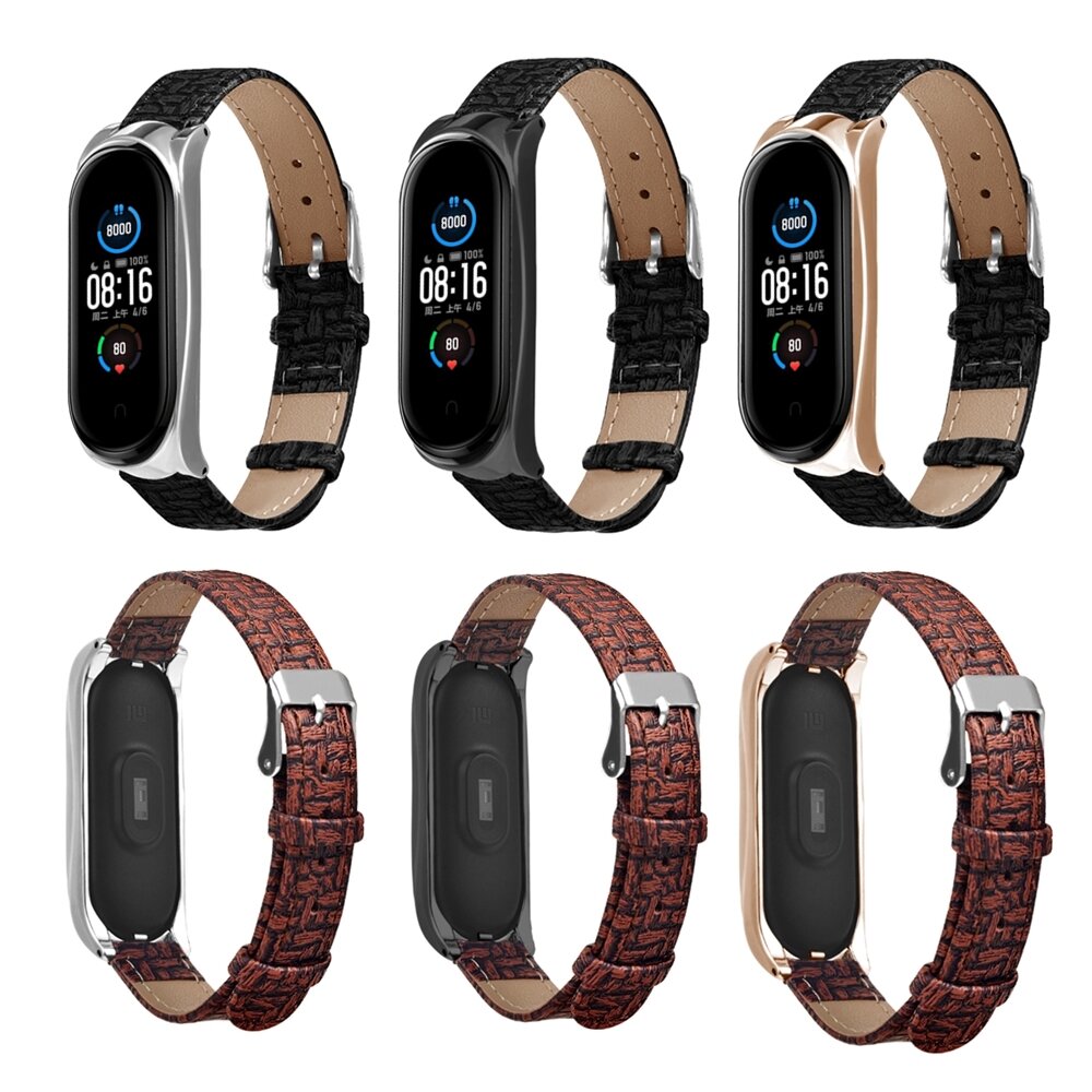 Bakeey Gesp Metalen Omhulsel Gevlochten Patroon Riem Horlogeband Horlogebandje voor Xiaomi Miband 5 