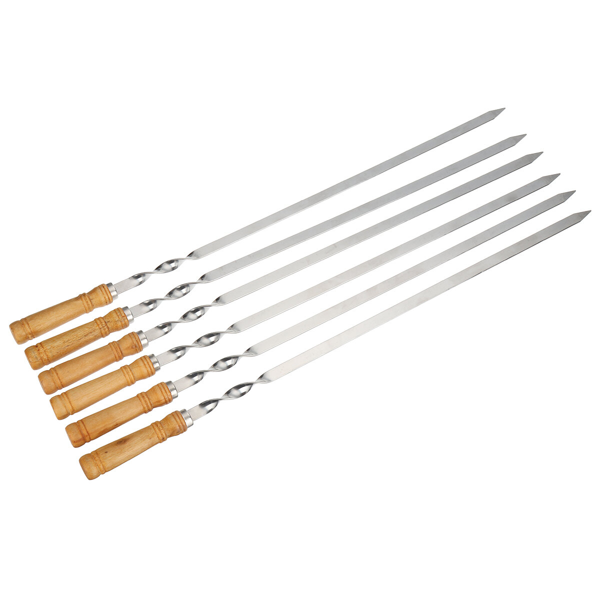 6 Pcs Stainless Steel BBQ Stick Fork Barbecue Needle Camping Picnic Barbecue Tools
