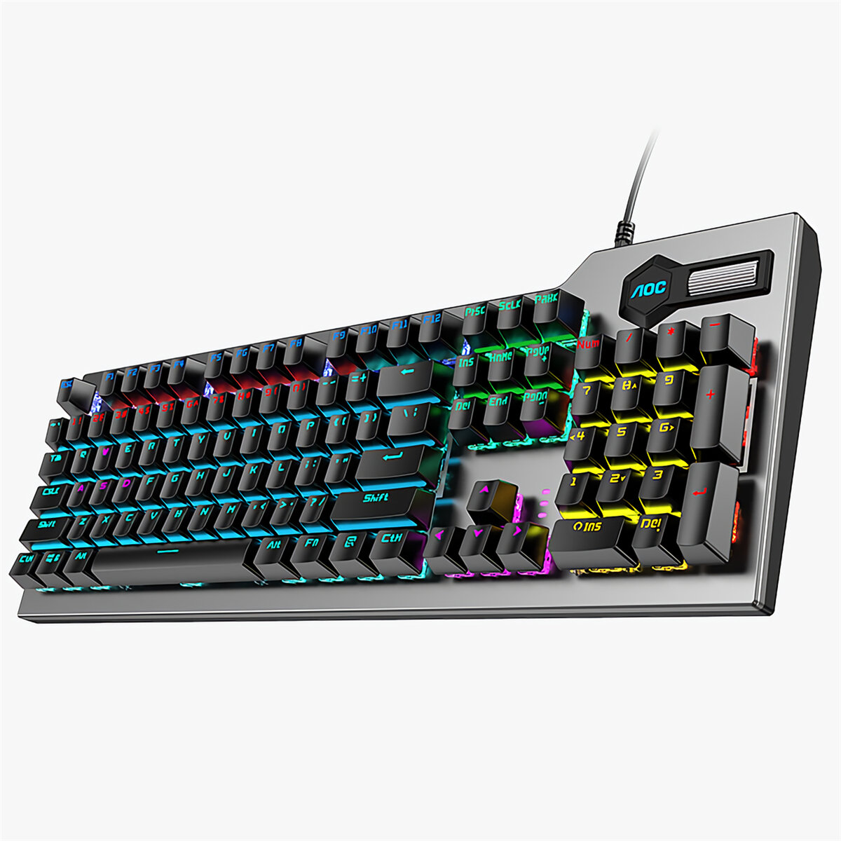 

AOC GK420 Wired Mechanical Keyboard 104 Keys Blue Switch LED RGB Backlit Macro Programming Gaming Keyboard