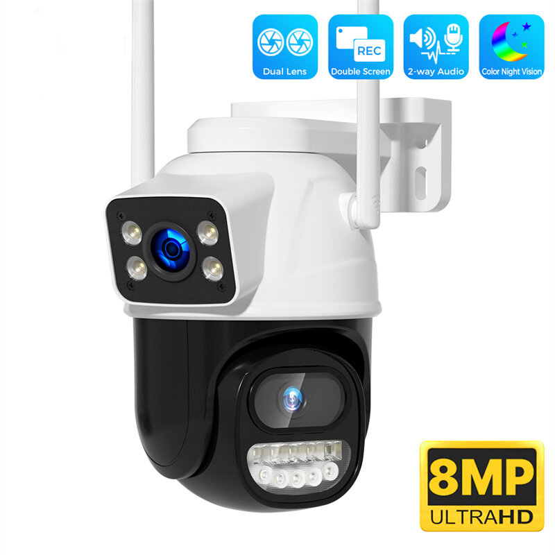 

WS418B 4K 8MP Dual Lens Outdoor WiFi Camera Wireless PTZ Security ONVIF H.265+ Cam Night Vision AI Humanoid Detection Au
