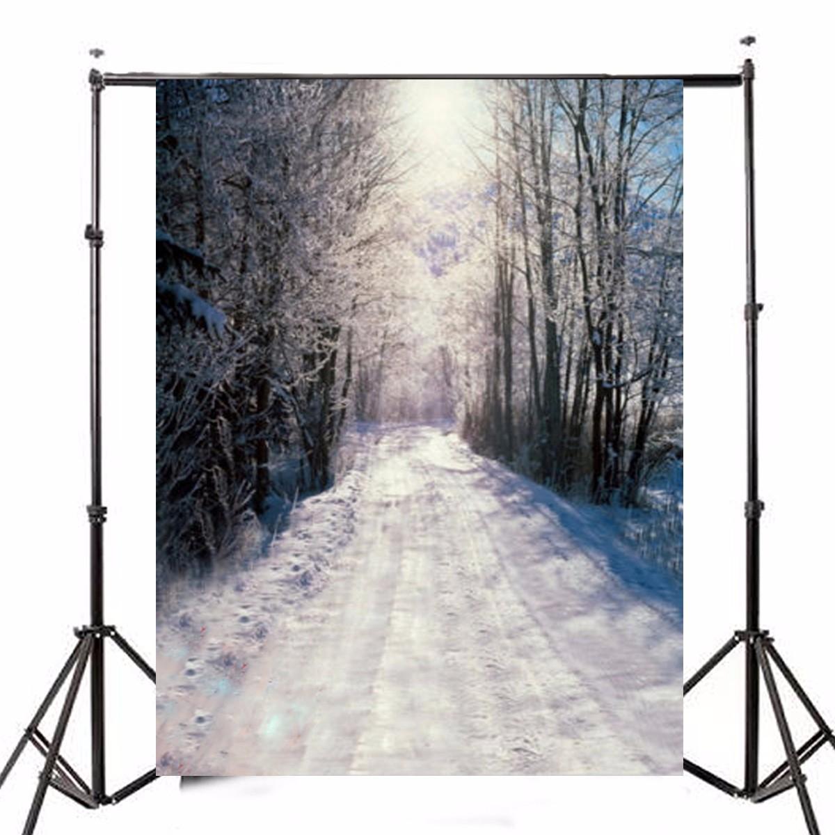 1.5x2.1m Christmas Forest Snow Background Vinyl Studio Backdrop