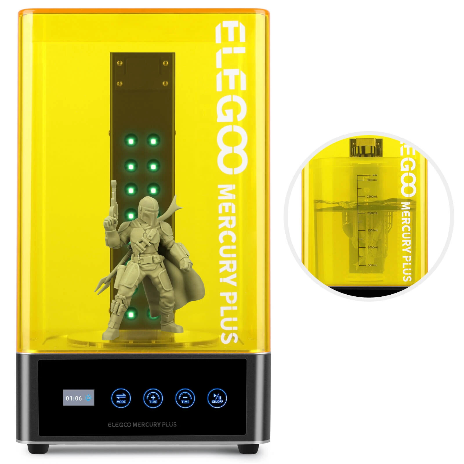 

ELEGOO® MercuryPlus 2 in 1 Washing and Curing Machine for LCD/DLP/SLA 3D Printed Models with 360-degree Rotating Turntab