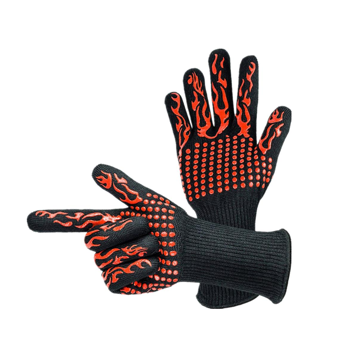 1 Pair 932°F Heat Resistant Barbecue BBQ Grill Gloves Oven Baking Cooking Glove For Men Women