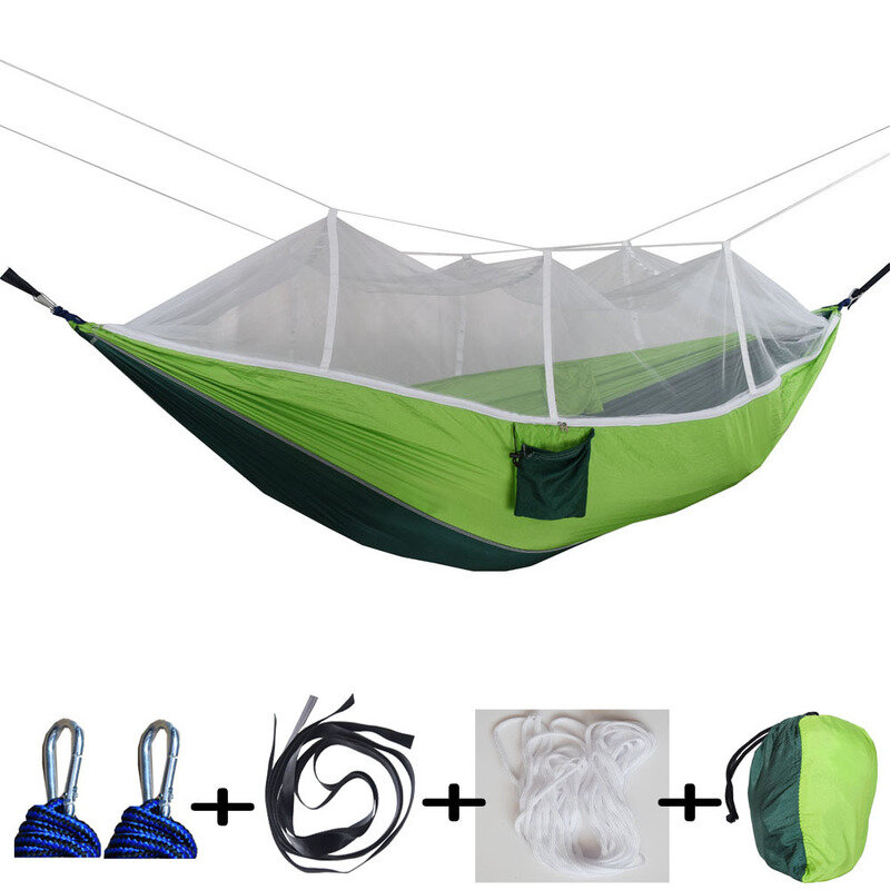 Doppel-Moskitohängematte für Camping und Garten in der Größe 260x140cm für zwei Personen, maximale Belastung von 300kg.