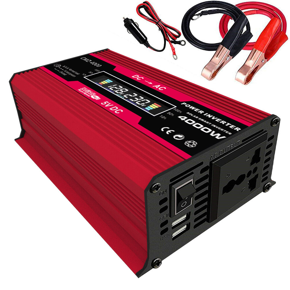 

1200W Peak Car Power Inverter DC 12V To AC 110V/220V Dual USB Fast Charge Modified Sine Wave Converter With Colorful LCD