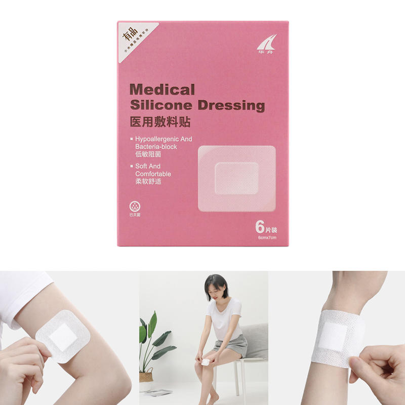 Huazhou 6 stks / set Waterdichte Wond Gips Band-Aid Steriele Siliconen Verband Ademend Baby Navel Paster Bandage van 