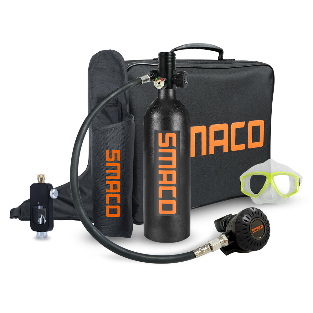 [US Direct] SMACO S400Plus 1L Scuba Diving Tank Set Oxygen Diving Cylinder Equipment Air Cylinder Underwater Diving Kit
