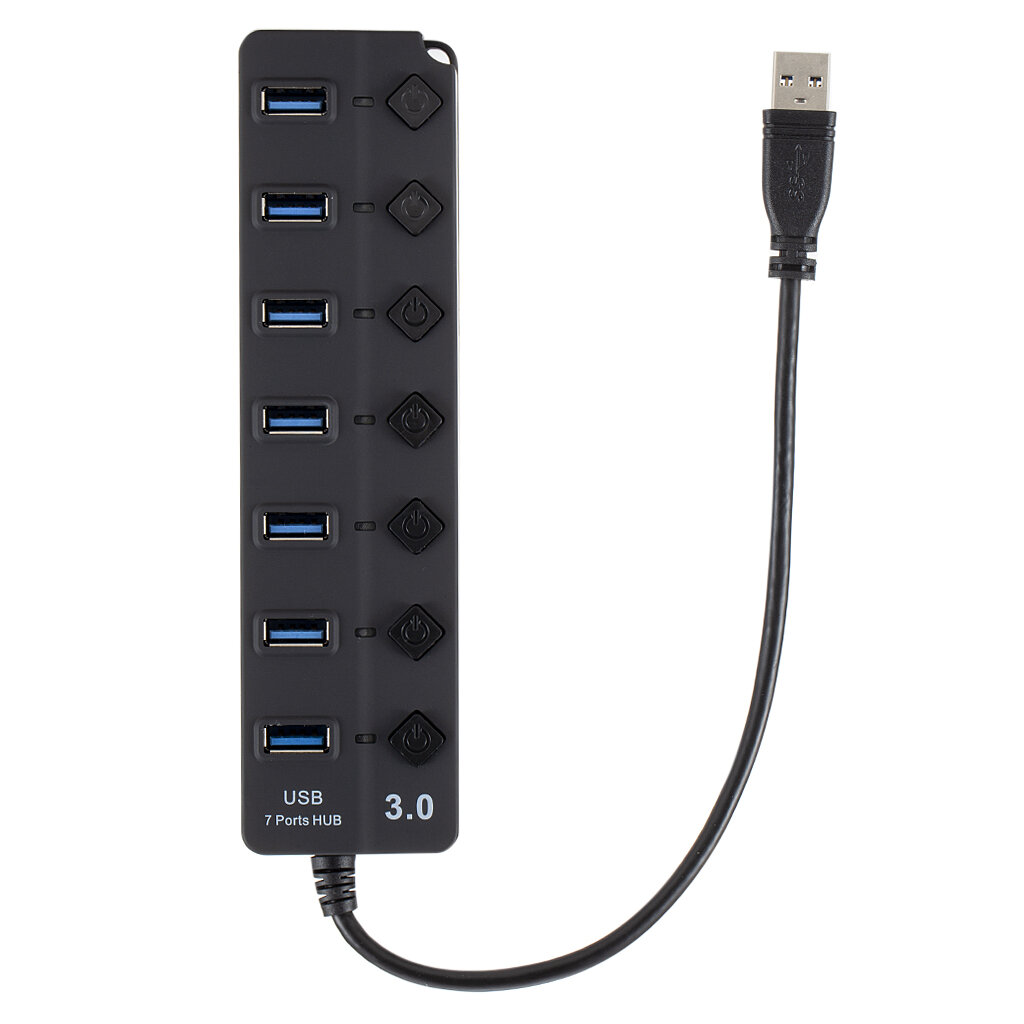 

7 Port USB 3.0 HUB Splitter With Switch Button Super Speed USB3.0 5Gbps Ports for Data Transfer Charging for Camera Camc