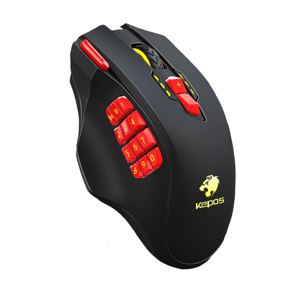 Kepos Macro Programmable Gaming Mouse 18 Buttons Adjustable 750-4000DPI RGB Backlit USB Wired Mouse with Detachable Weig
