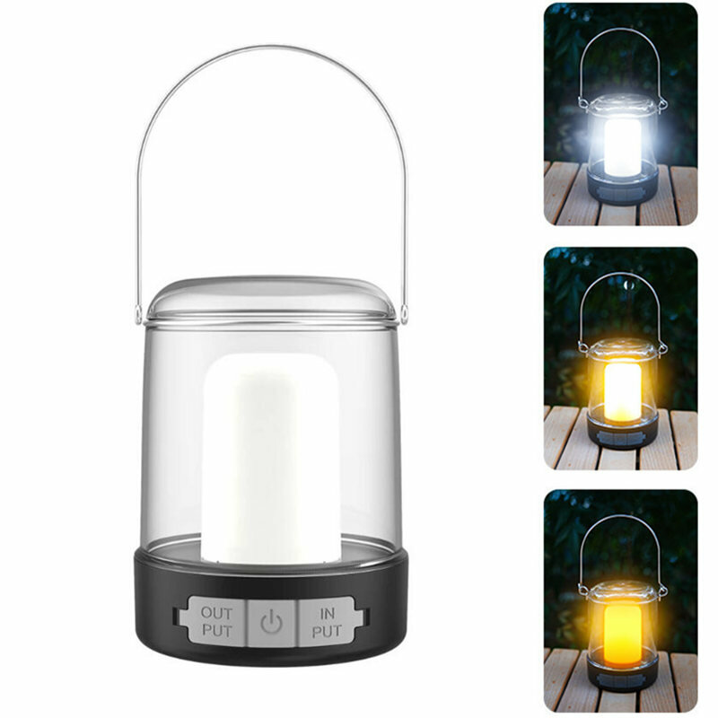 Lanterna de acampamento portátil USB recarregável, luz de trabalho à prova d'água, lanterna LED de emergência para uso externo