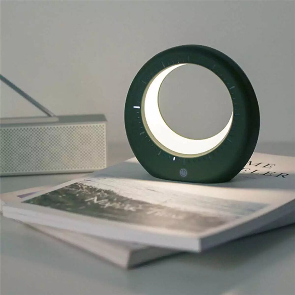 مصباح طاولة صغير على شكل قمر LED إلكتروني رقمي إنذار ساعةحائط ليلي متعدد الوظائف ضوء لهدايا عيد ميلاد غرفة النوم