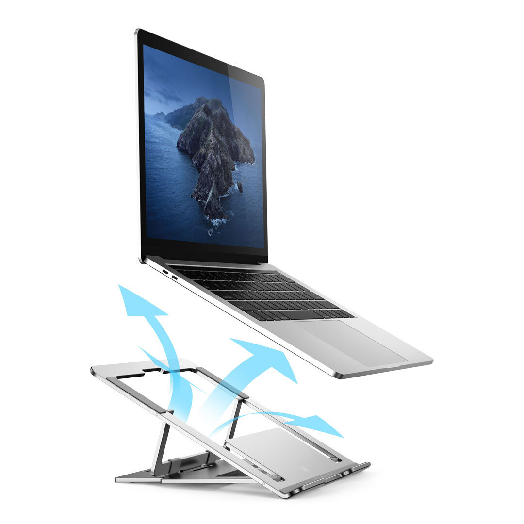 

Huishu Foldable 5-Gear Height Adjustable Telecommuting Laptop Heat Dissipation Aluminium Alloy Stand Holder for Macbook