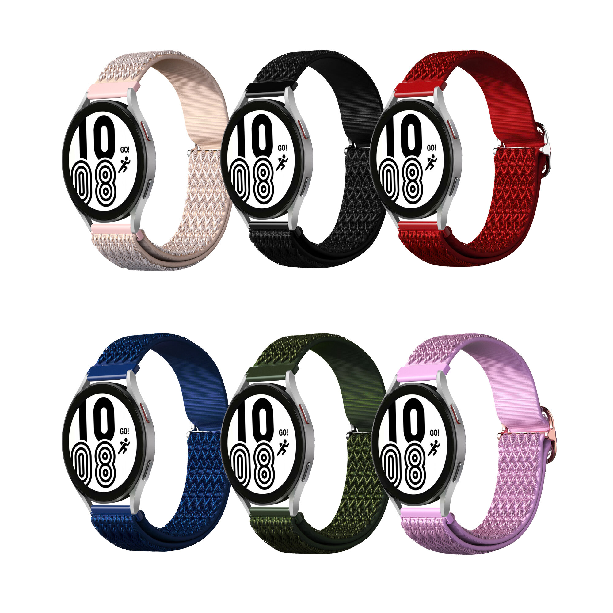 Bakeey 20mm Nylon Diamantpatroon elastische doek horlogeband vervanging voor Samsung Galaxy Watch 4 40MM/44MM / Watch 4 Classic 42MM/46MM