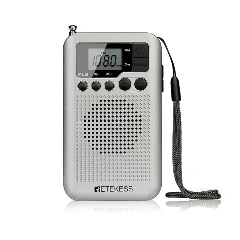 

Retekes TR106 Mini Radio Portable Radio FM AM Radio with LCD Display Digital Tuning Speaker Headphone Jack Support Clock