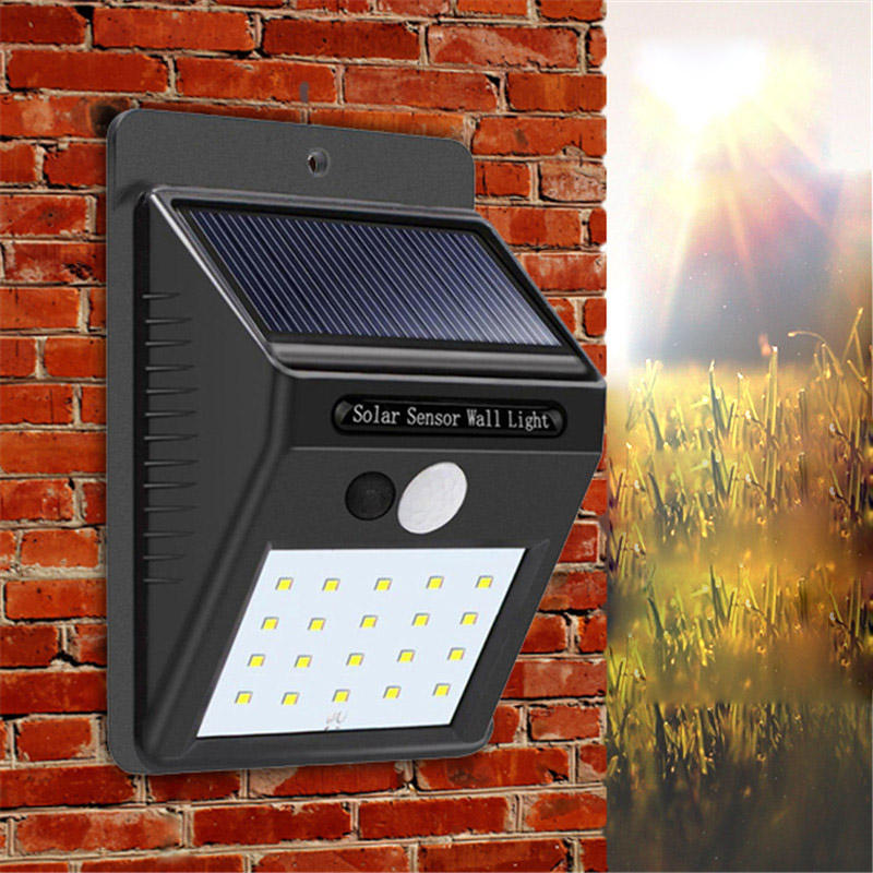 20 LED Light Solar Waterproof Lamp Power PIR Motion Sensor Wall  Outdoor Garden 