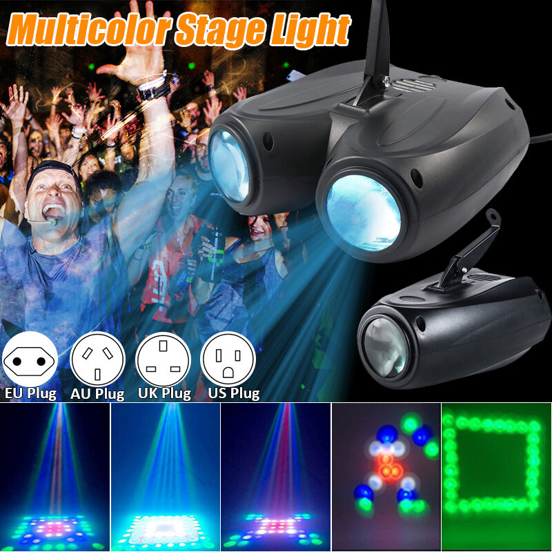 Single Head/Double Heads LED Stage Light 10W 20W RGBW Auto/Voice-activated Party Disco DJ Projector AC90-240V