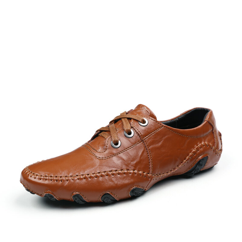 

Menico Men Comfortable Breathable Lace-Up Hand Sewn Anti-Slip Plus Size Business Casual Shoes