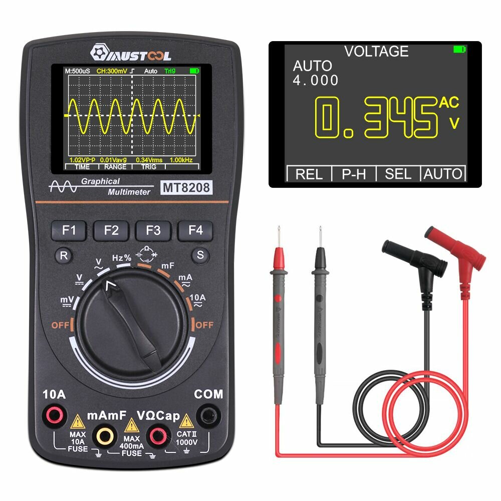 MUSTOOL MT8208 Intelligent Graphical Digital Oscilloscope Multimeter 2 in 1 With 2.4...