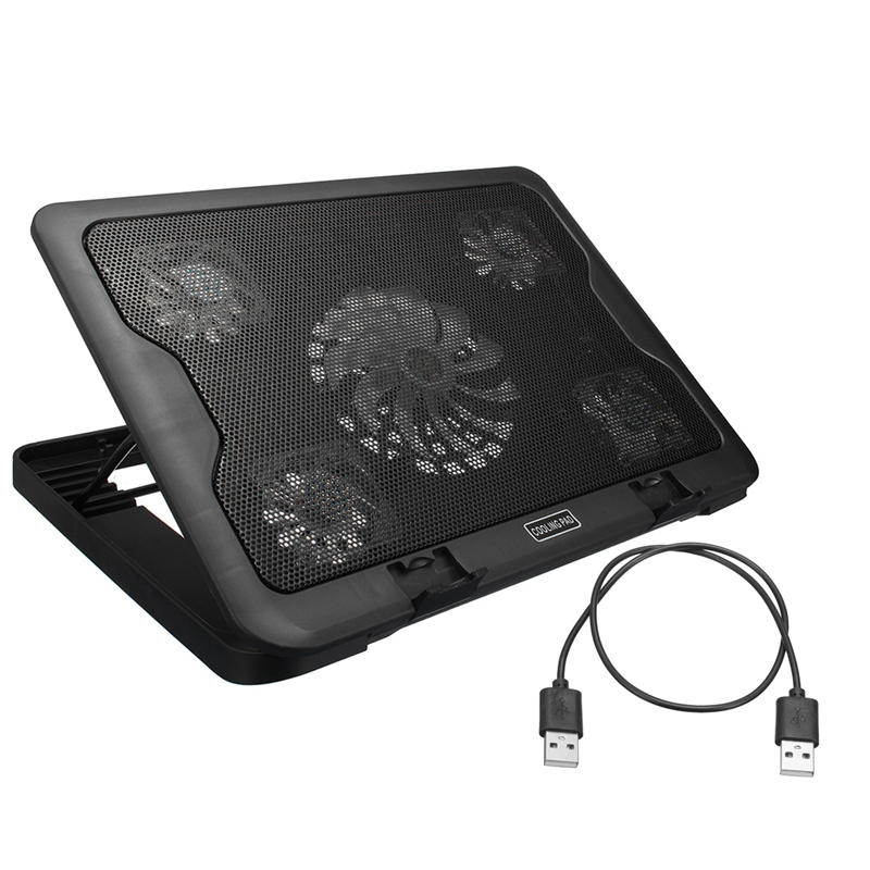 5 Fans LED USB Cooling Pad Adjustable Cooler for Laptop Notebook MacBook