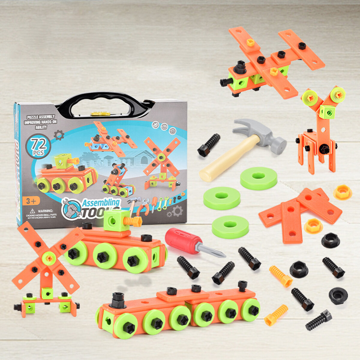 13 / 72Pcs 3D Puzzel DIY Montage Schroeven Blokken Reparatie Tool Kit Educatief Speelgoed voor Kinde