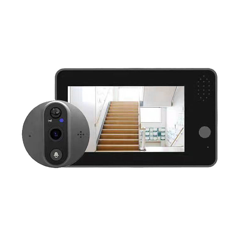 

Smart Tuya WiFi Video Doorbell 4.3inch LCD Display with 1080P Peephole Camera 5000mAh Two-way Intercom Outdoors Cat Eye