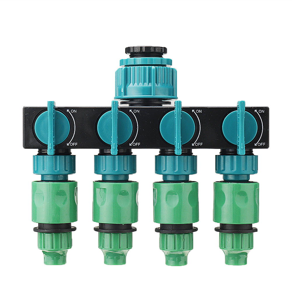 4-way Outlets Garden Sprinkler Tap Splitter Water Hose Adapter For 1/2" & 3/4"