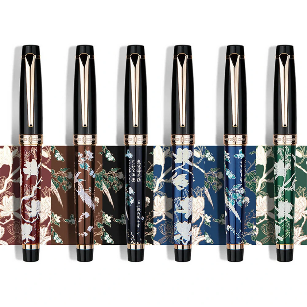 Hongdian hd1837 fountain pen flower magpie pattern 0.5mm nib fountain-pens gift office business writing set stationery supply