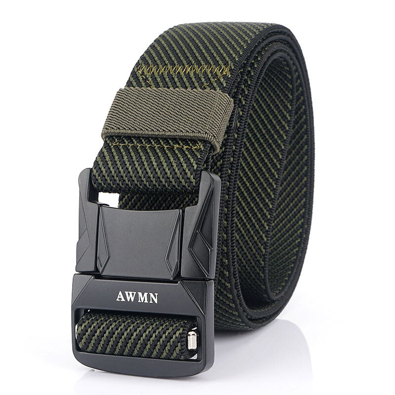 AWMN 125cm Punch Free Magnetic Buckle Tactical Belt Quick Release Nylon Leisure Belt for men women