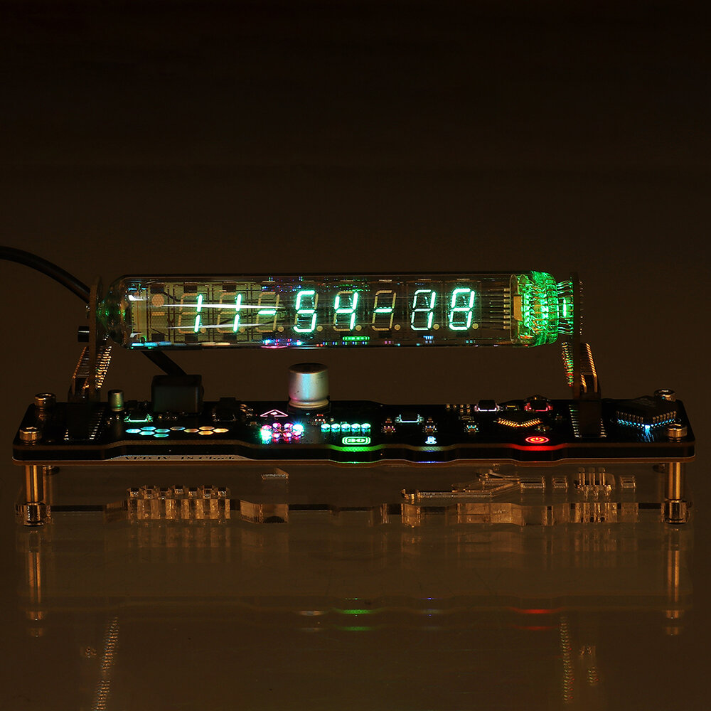 IV-18 Fluorescent Tube Clock Art Desktop Ornaments Creative DIY Computer Desk Glow Tube Clock