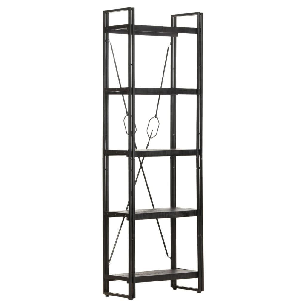 

5-Tier Bookcase Black 23.6"x11.8"x70.9" Solid Mango Wood