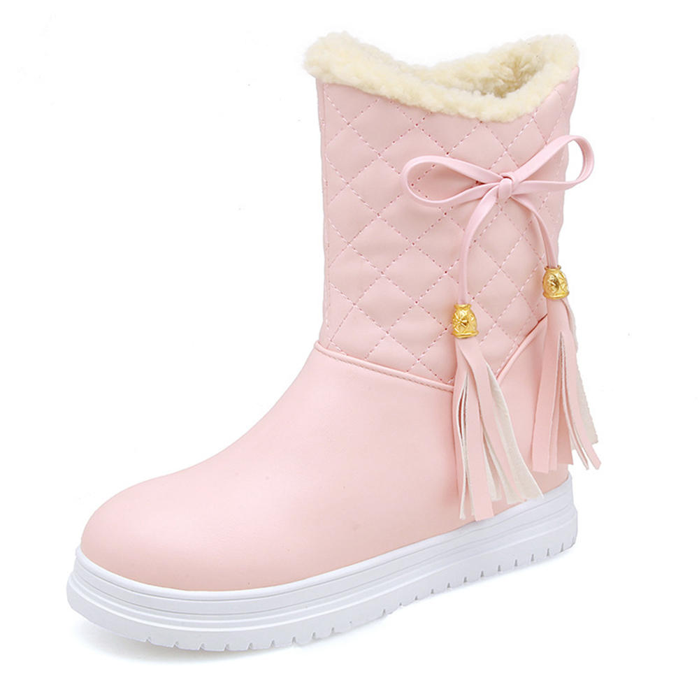 51% OFF on Warm Flat Platform Slip On Causal Soft Ankle Snow Boots