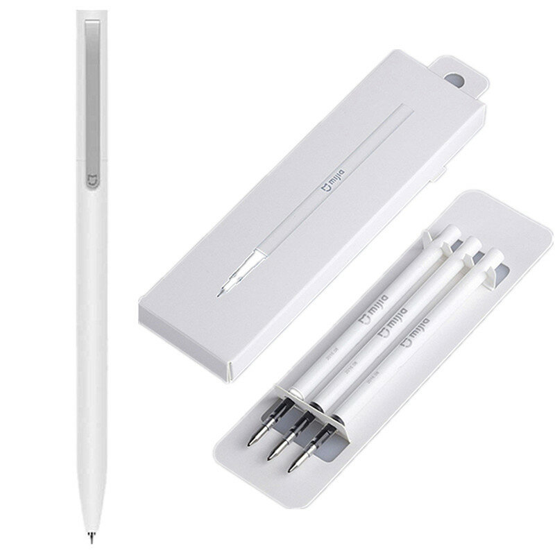 best price,xiaomi,mijia,smooth,0.5mm,pen,with,3pcs,black,ink,refill,discount