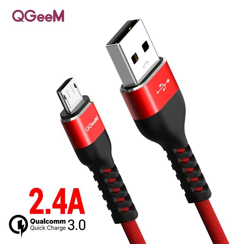 QGEEM QG-CC13 Micro USB-datakabel 2.4A Nylon Snel opladen ASUS ZenFone Max Pro (M1) ZB602KL Huawei