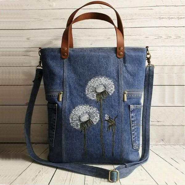 Women Flower Print Canvas Handbag Shoulder Bag Handbag