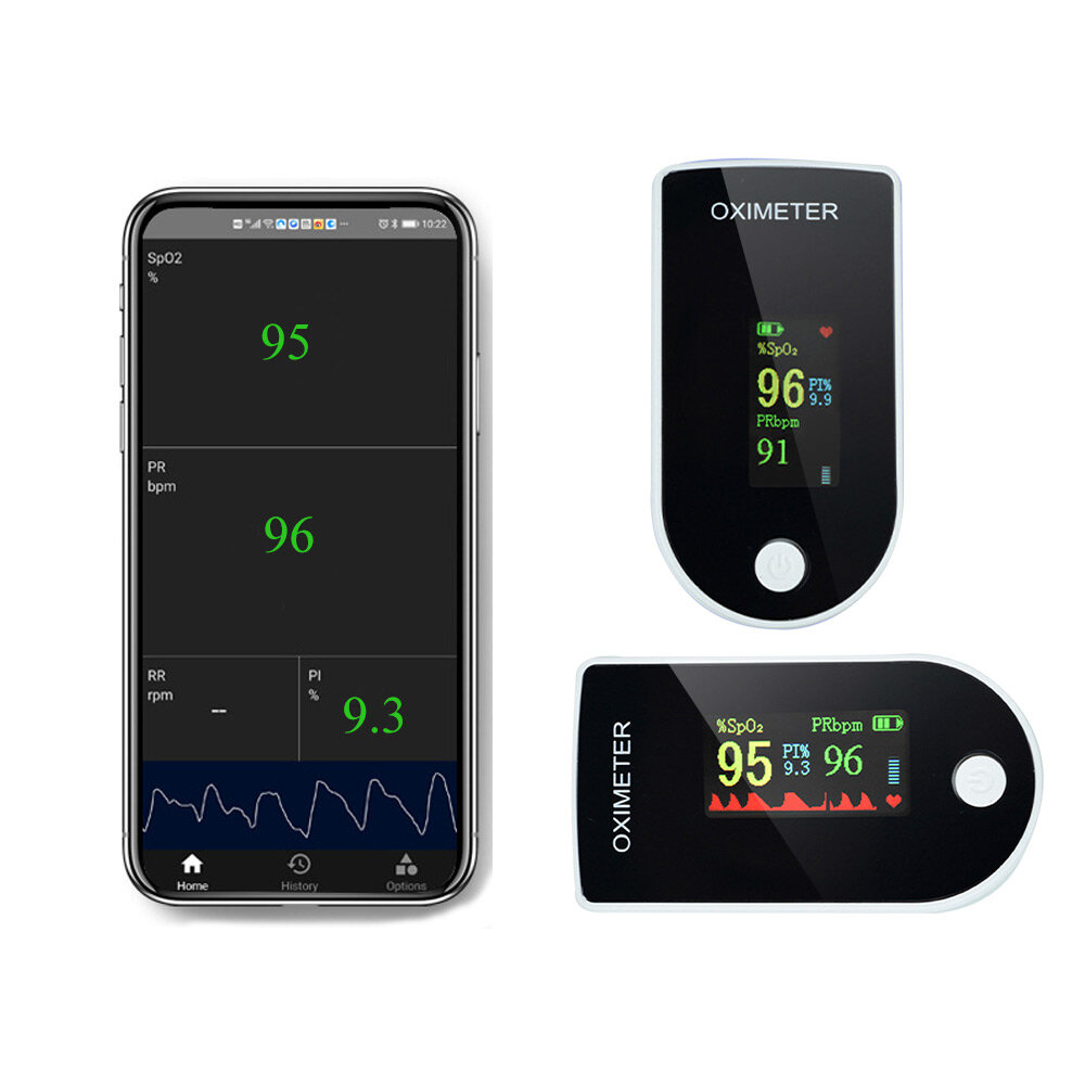 

BOXYM Bluetooth Finger Pulse Oximeter SpO2 PR PI Monitor Pulse Oximeter OLED Display for Android APP Blood Oxygen Satura
