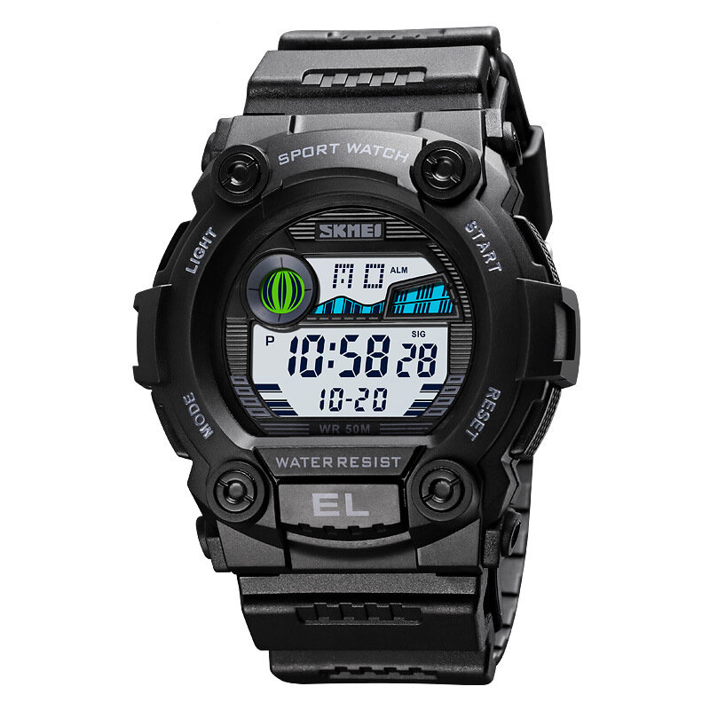 SKMEI 1633 Chronograph Sport Men Wristwatch Luminous Display Waterproof LED Digital Watch