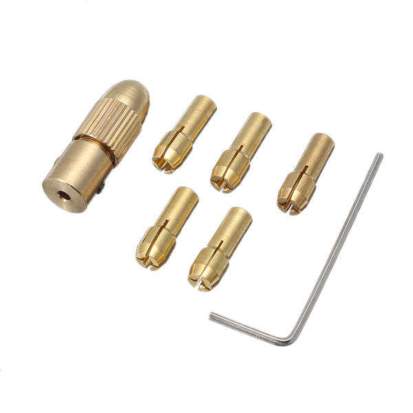 Drillpro 6Pcs Brass Drill Chuck Adapter Set 1-3mm Drill Chuck Collets for Rotary Tool