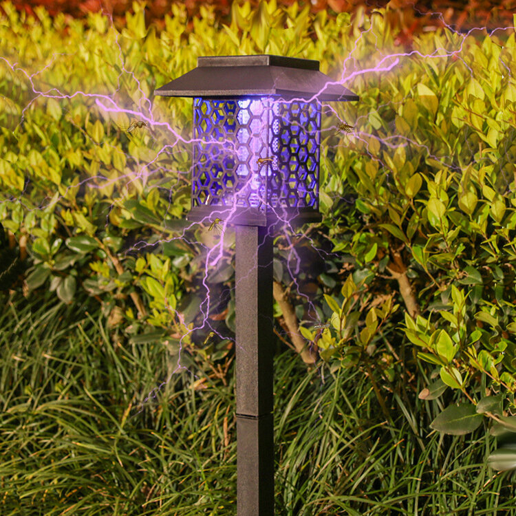 Solar Powered Mosquito Killer Lamp Patio Garden Outdoor Light-Controlled LED Lawn Light Waterproof Fence Lamp