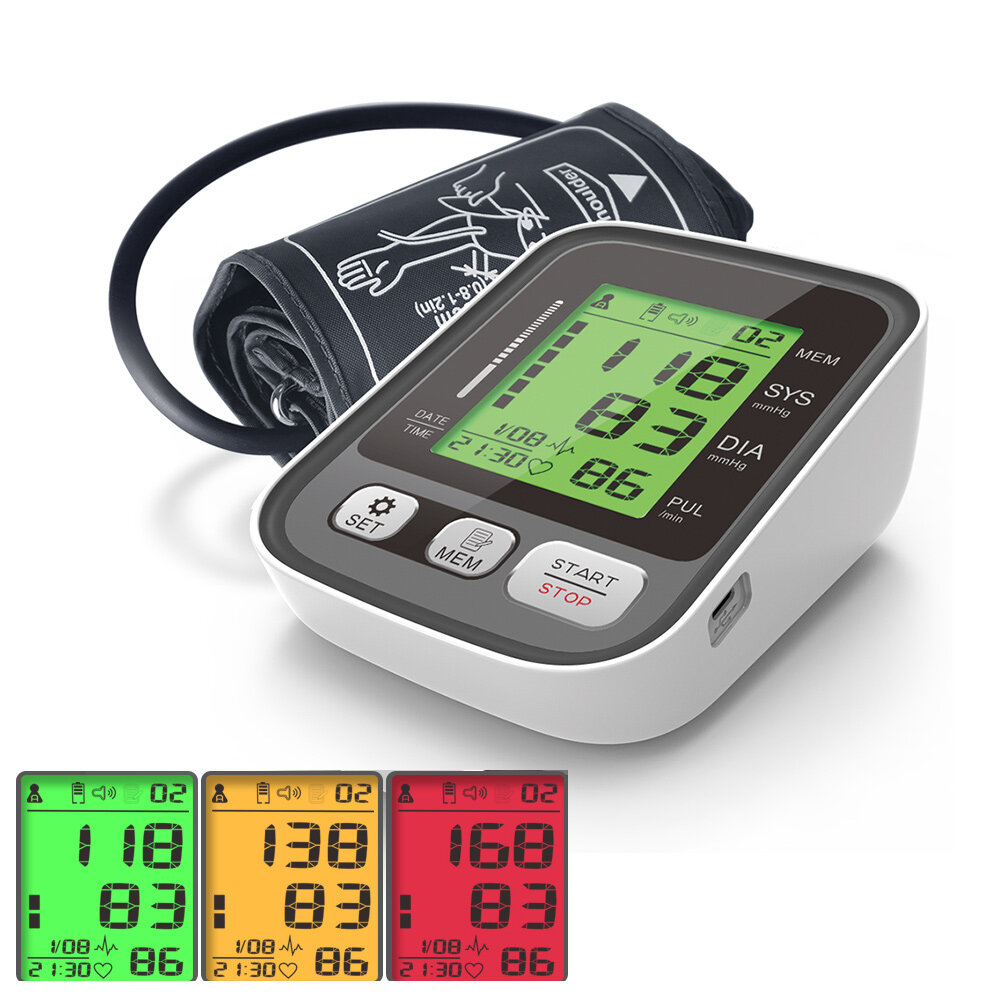 

Boxym Upper Arm Blood Pressure Monitor Large Cuff Arm Pulse Sphygmomanometer Automatic BP Heart Rate Pulse Tonometer Ten