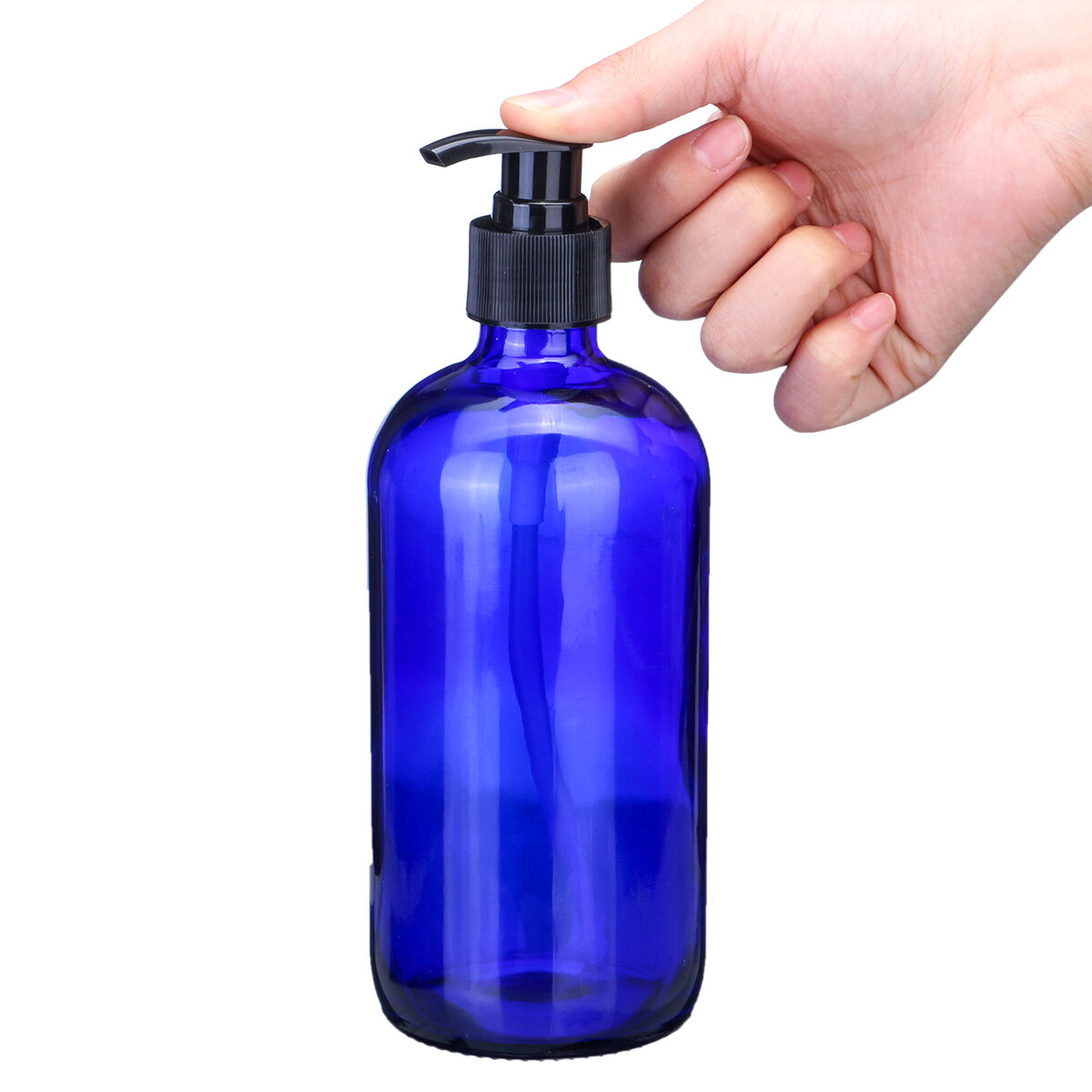 250ml/500ml Blue Glass Bottle With Pump Cap Water Sprayer Essential Oil Storage Bottle