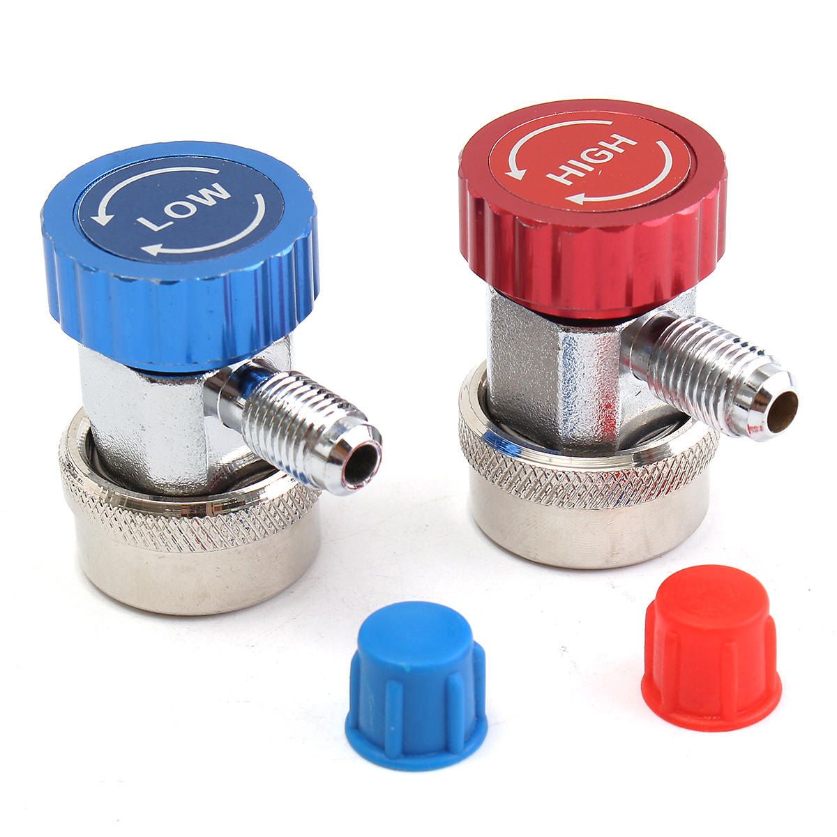 

R134A AC Adjustable Quick Coupler Adapter Fitting High Low Manifold Gauge Conversion Set