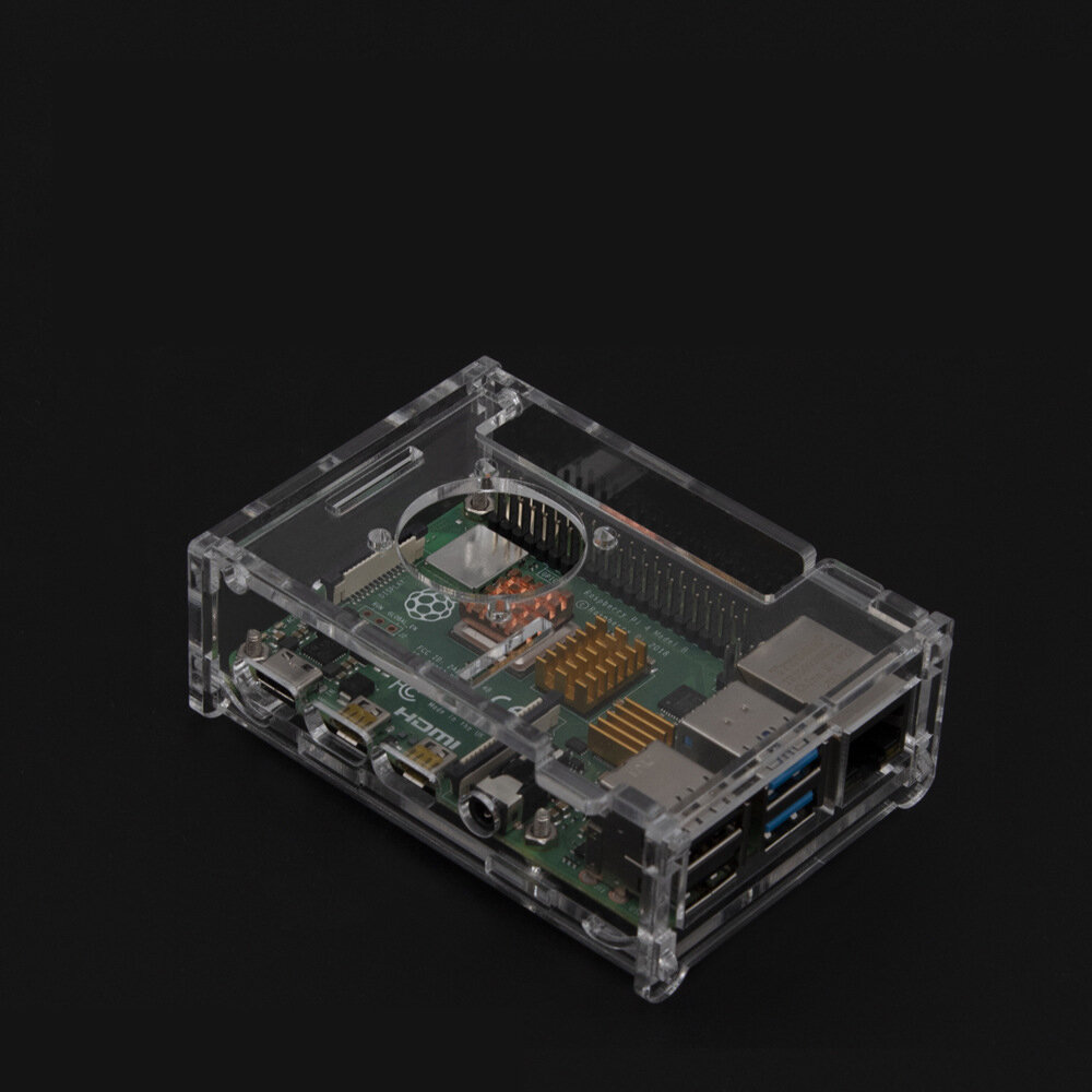 Transparant Acryl Raspberry Pi 4B Case Box Ondersteuning Koelventilator Instal