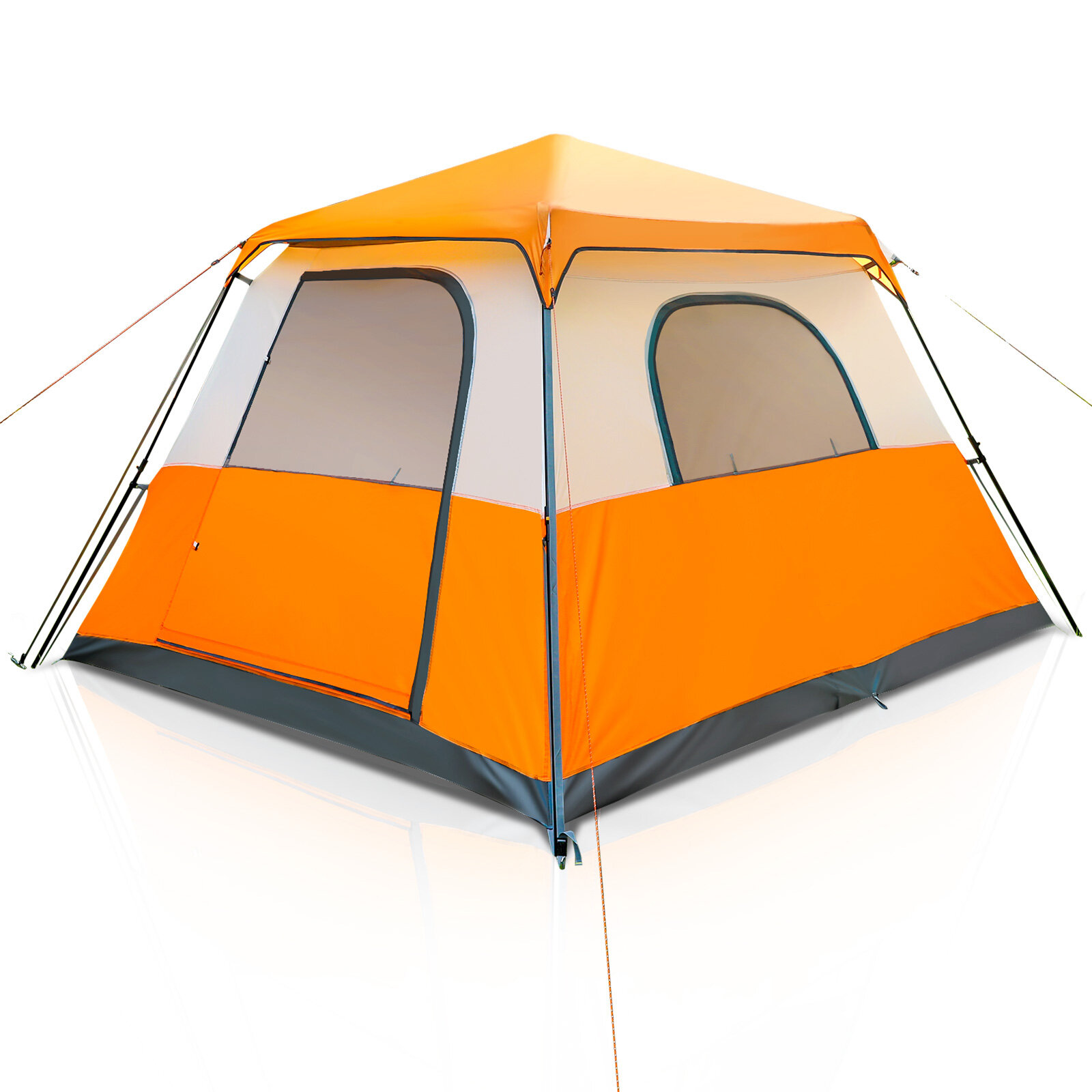 çok 4 ~ 6 Kişi Kampçılık Üst Rainfly ile Çadırlar Outdoor Kampçılık Sırt Çantasıyla Yürüyüş için Otomatik Çadır Kurulumu